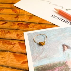 Handmade minimalistic tiger eye gold ring